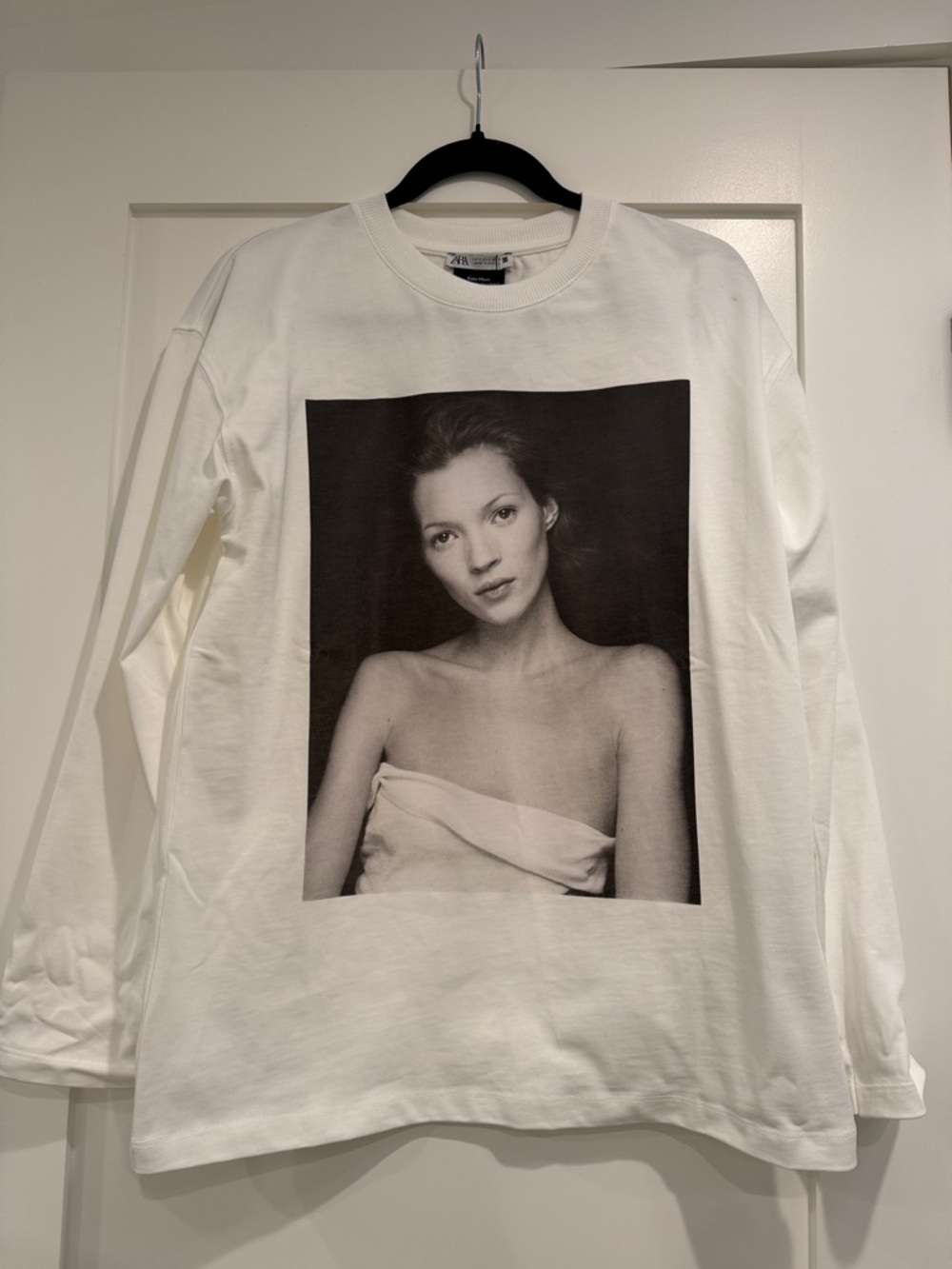 Zara White Tee with Black-and-Gray Photo Print